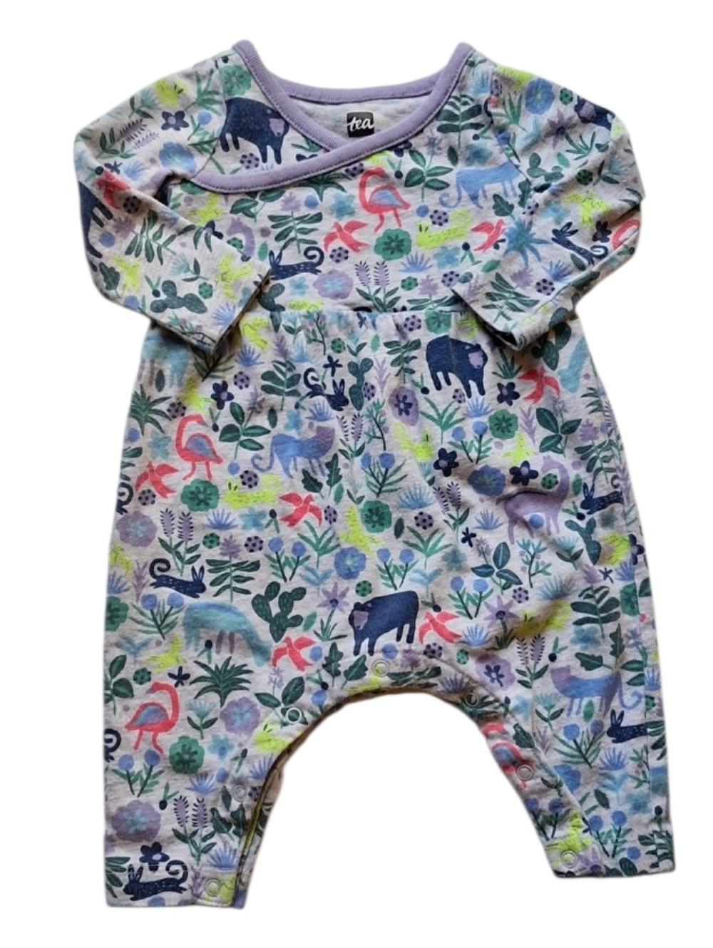 Tea Collection Baby Onesie with Lavender Trim Size 0-3 Months